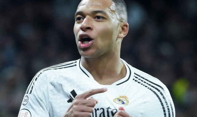 Kylian Mbappé célèbre son but pour le Real Madrid