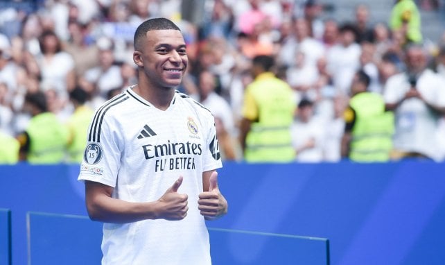 Kylian Mbappé, lors de sa présentation au Real Madrid.