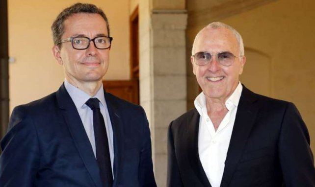 Jacques-Henri Eyraud et Frank McCourt sourire aux lèvres après le rachat de l'OM