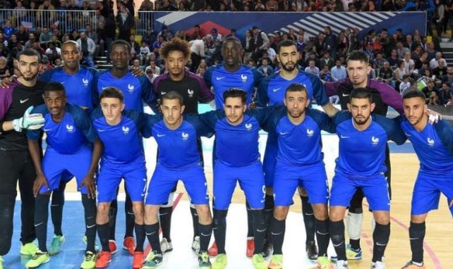 L'equipe de France de Futsal lors du match de barrage pour l euro 2018, France-Croatie