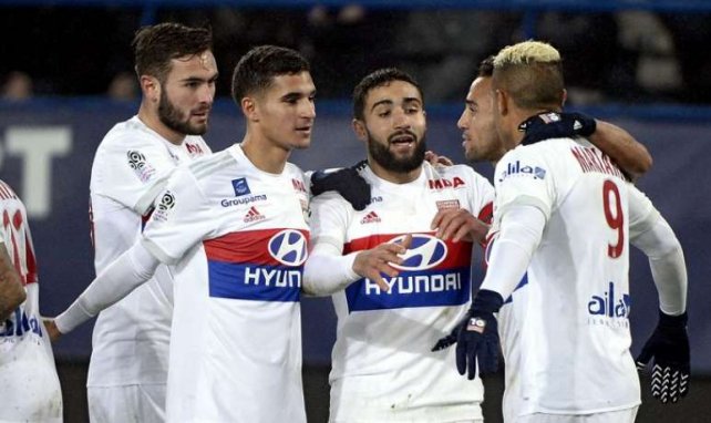 La joie des Lyonnais lors de la rencontre entre Caen et l'OL en Ligue 1