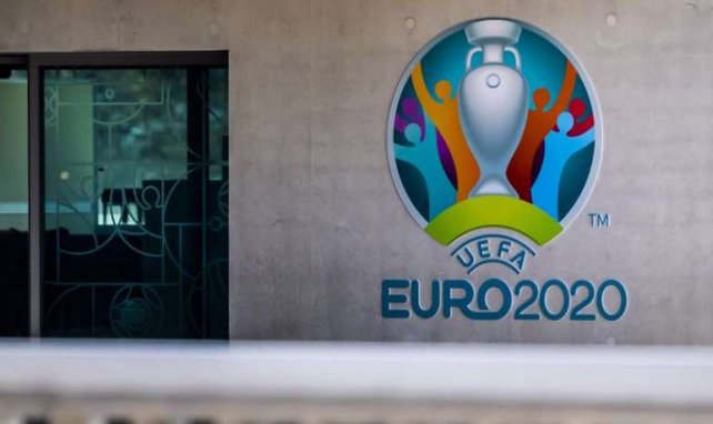 Le logo de l'Euro 2020 au siège de l'UEFA à Nyon