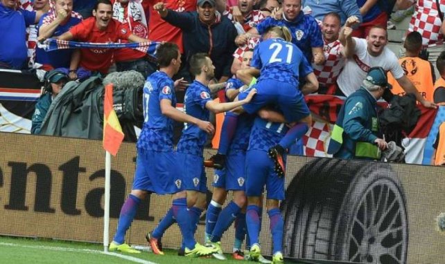 Les Croates célèbrent leur but contre la République Tchèque à l'Euro 2016