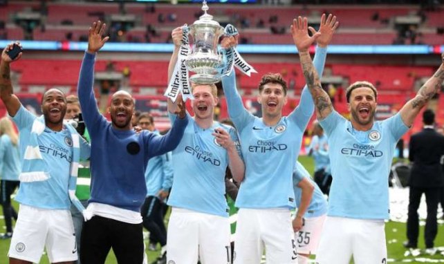 Manchester City célébrant son titre de champion d'Angleterre