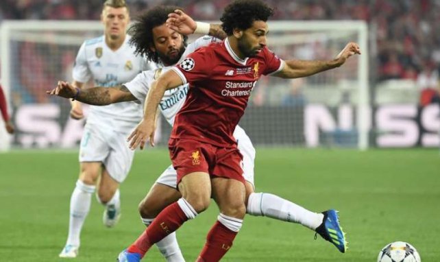 Mohamed Salah au duel avec Marcelo lors de la finale de la Ligue des Champions Real Madrid-Liverpool