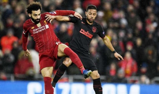 Mohamed Salah et Renan Lodi lors du match Liverpool-Atlético