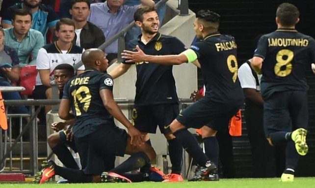 Monaco célèbre un but à Wembley face à Tottenham en Ligue des Champions
