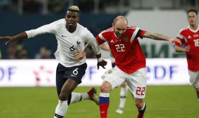 Paul Pogba lors de la rencontre entre la Russie et la France à Sint-Pétersbourg