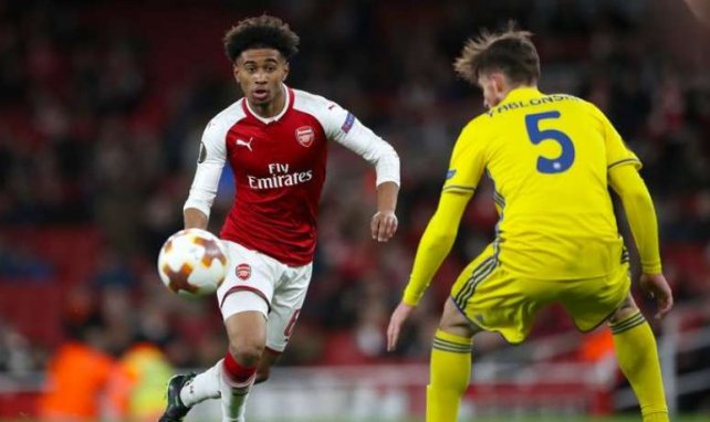 Reiss Nelson, ici avec Arsenal en Europa League contre le BATE Borisov, a tapé dans l'oeil du PSG et