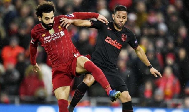 Salah et Lodi au duel lors du match Liverpool-Atlético à Anfield