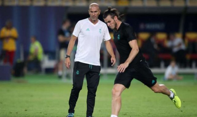 Zinedine Zidane et Gareth Bale à l'entraînement en Macédoine, à Skopje