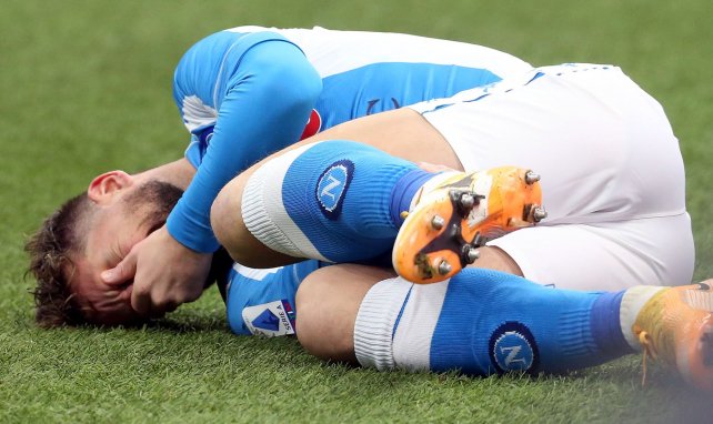 Dries Mertens lors de sa blessure contre l'Inter