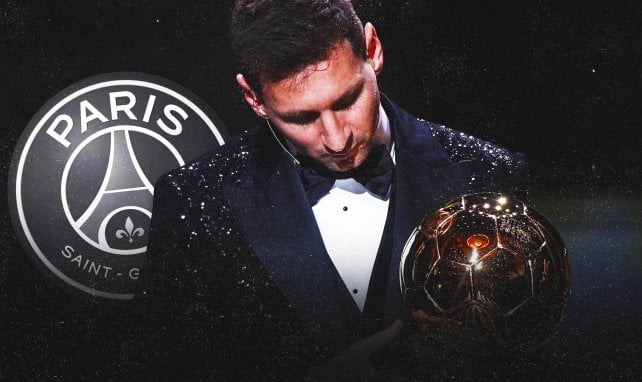 Leo Messi avec son 7ème Ballon d'Or dans les mains