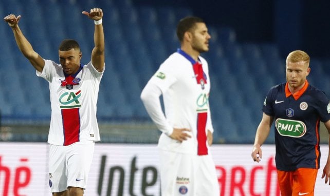 Kylian Mbappé célèbre son but face au MHSC