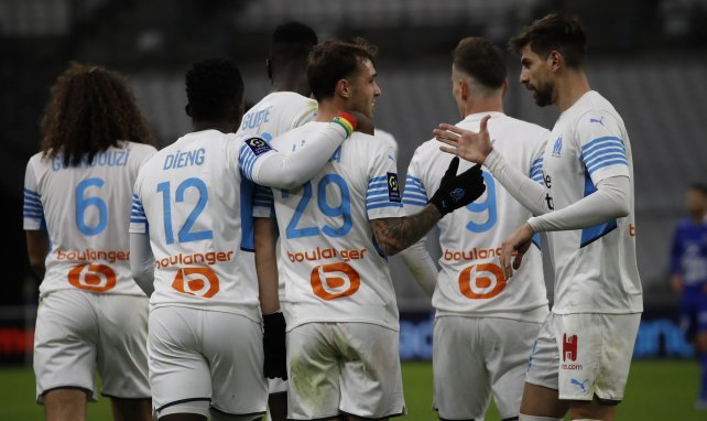 Les joueurs de l'Olympique de Marseille célèbrent un but