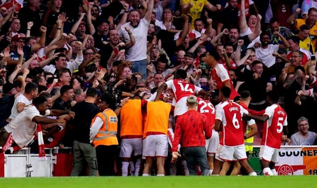 Les joueurs d'Arsenal célèbrent face à Manchester City