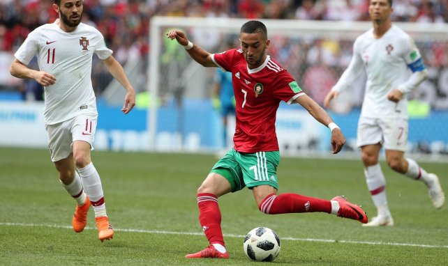 Hakim Ziyech avec la sélection marocaine face au Portugal à la CDM 2018