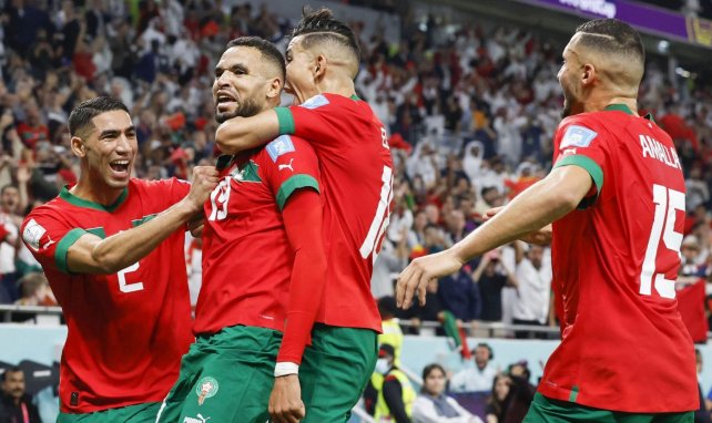 Les joueurs du Maroc célèbrent leur victoire face au Portugal
