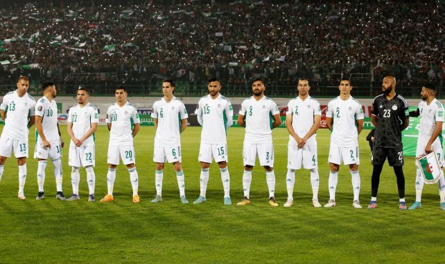 Les joueurs de l'Algérie avant d'affronter le Cameroun en barrages de la Coupe du monde 2022