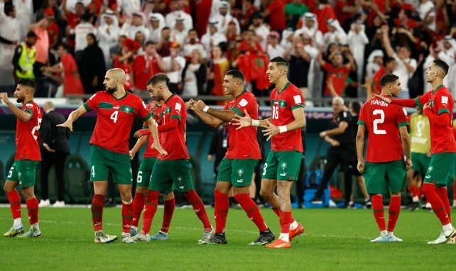 Les joueurs du Maroc après leur victoire aux tirs au but face à l'Espagne