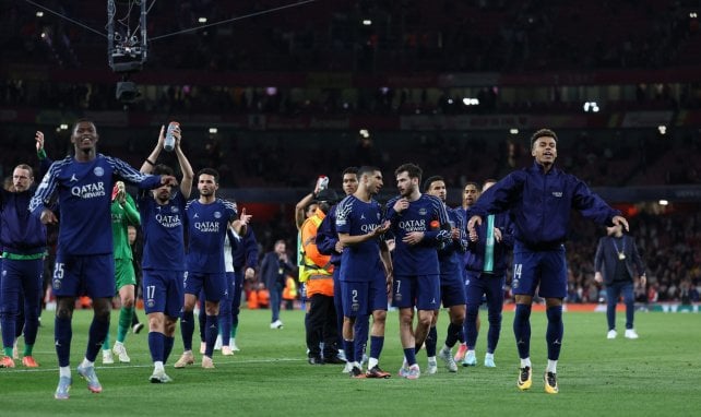 La joie des Parisiens après la victoire à Arsenal.