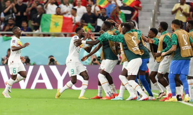 Les joueurs du Sénégal célèbrent un but contre le Qatar au Mondial 2022
