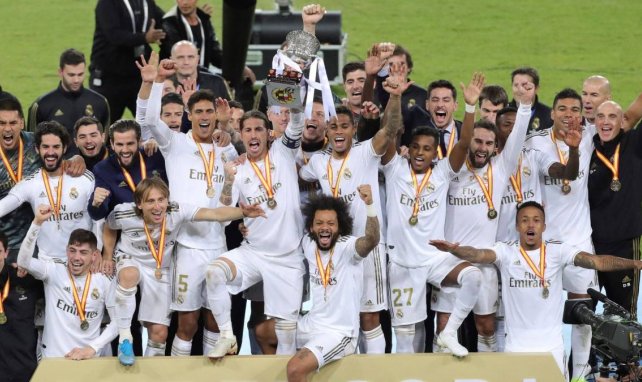 Les joueurs du Real Madrid fêtent leur victoire en Supercoupe d'Espagne en janvier dernier