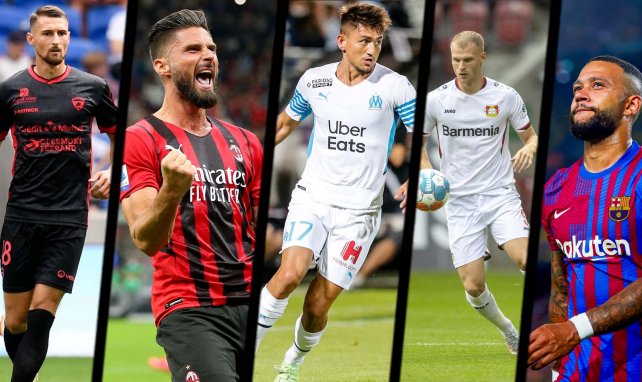 Rashani (Clermont), Giroud (Milan), Ünder (OM), Bakker (Bayer) et Depay (Barça)