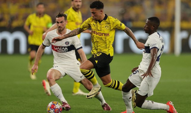 Jadon Sancho en action avec le Borussia Dortmund.