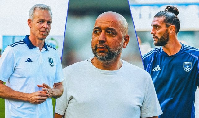 Gérard Lopez, Bruno Irles et Andy Carroll avec Bordeaux