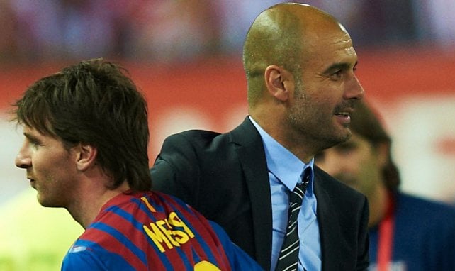 Pep Guardiola aux côtés de Lionel Messi