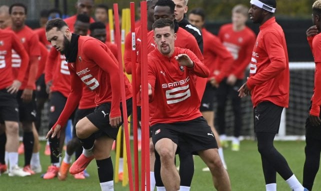 Baptiste Santamaria à l'entrainement avec le Stade Rennais