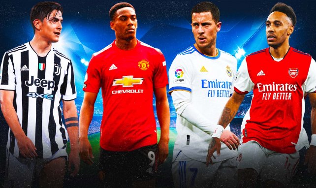 Paulo Dybala (Juventus), Anthony Martial (Manchester United), Eden Hazard (Real Madrid) et Pierre-Emerick Aubameyang (Arsenal)