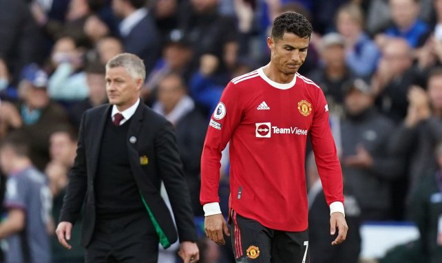 Ole Gunnar Solskjær et Cristiano Ronaldo après un match avec MU