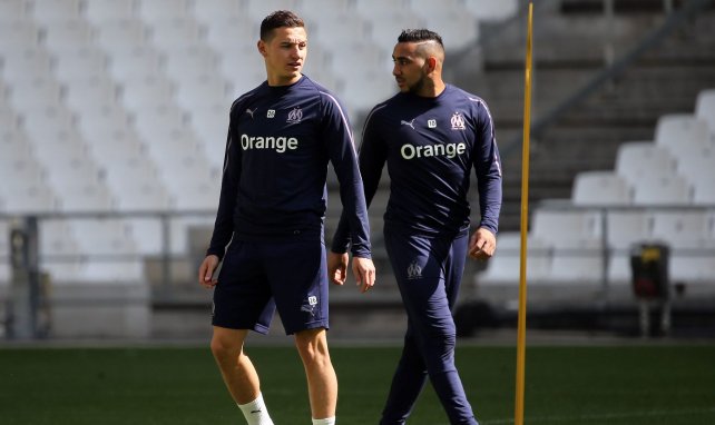 Florian Thauvin et Dimitri Payet lors d'un entraînement, en 2019