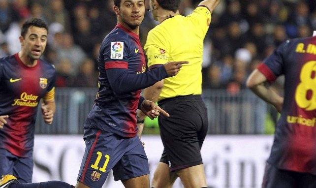 Thiago Alcantara célèbre un but avec le Barça en janvier 2013