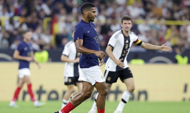 Jean Clair Todibo en action avec l'Equipe de France face à l'Allemagne 