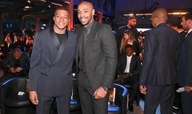 Kylian MBAPPE (psg) - Thierry HENRY during the Trophies UNFP ceremony at Pavillon Gabriel on May 15, 2022 in Paris, France.