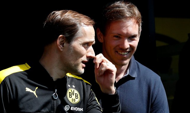 Thomas Tuchel et Julian Nagelsmann avant un match entre le Borussia Dortmund et Hoffenheim