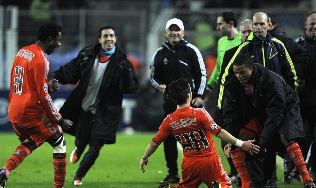 Mathieu Valbuena célèbre son but avec l'OM contre Dortmund au Signal Iduna Park en 2011