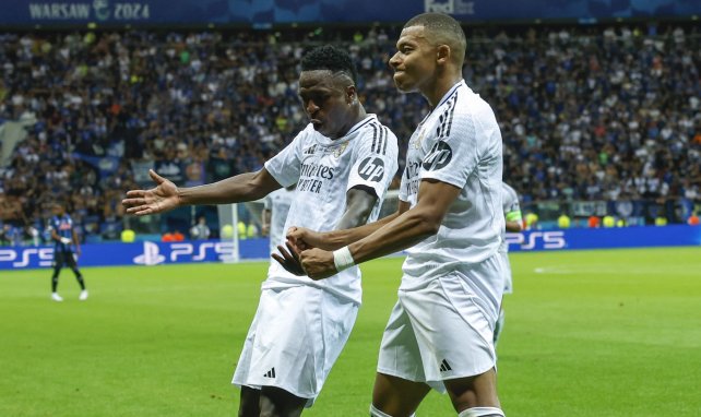 Vinicius Jr et Mbappé célèbrent un but lors de la Supercoupe d'Europe 2024