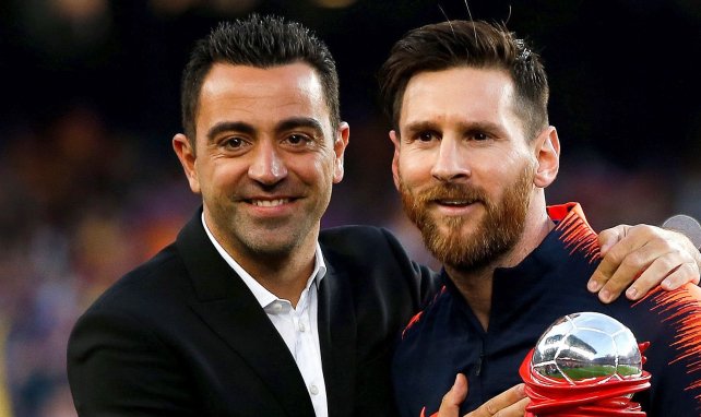 Xavi et Lionel Messi au Camp Nou en 2018