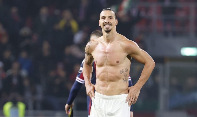 Zlatan Ibrahimovic au coup de sifflet final du match contre Bologne